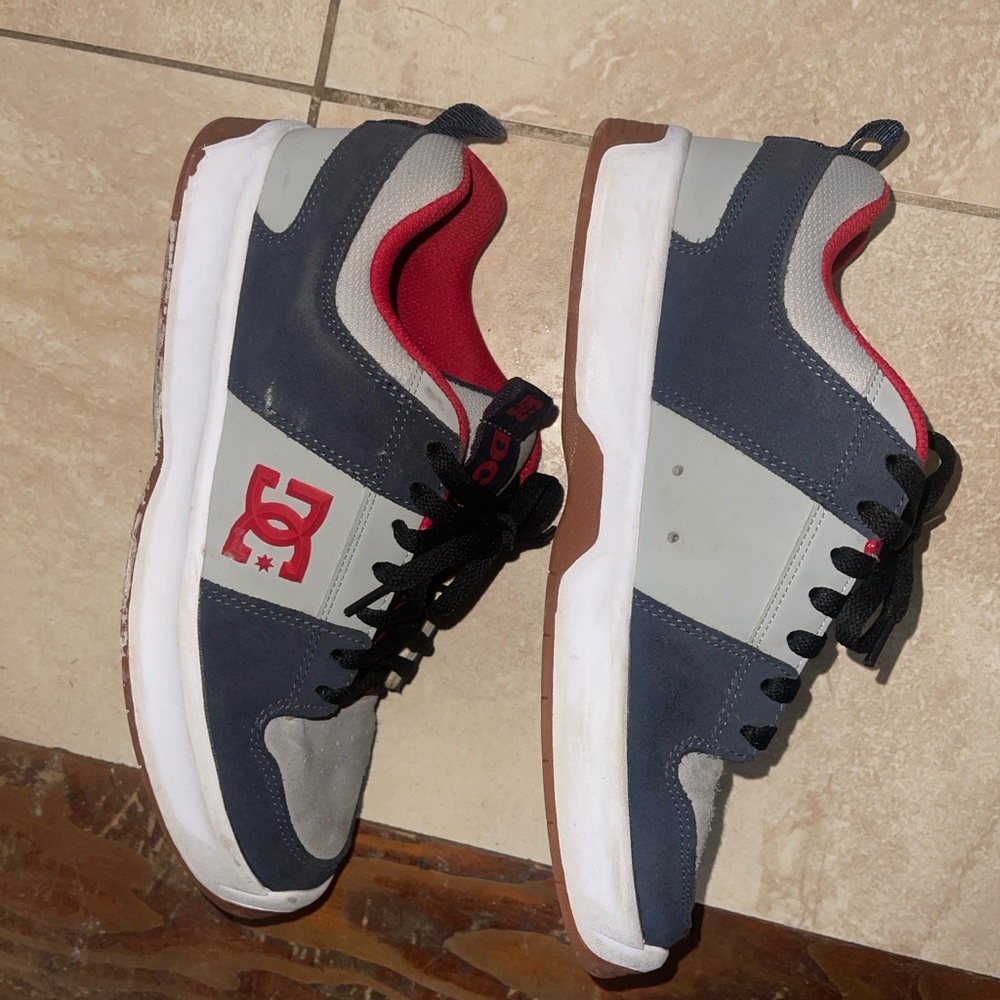 DC Blue and Red Sneakers with Sporty Design